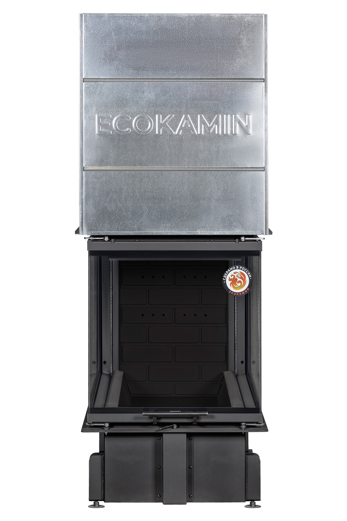 Каминная топка с тремя стеклами и подовым горением ЭкоКамин Дельта 900 P