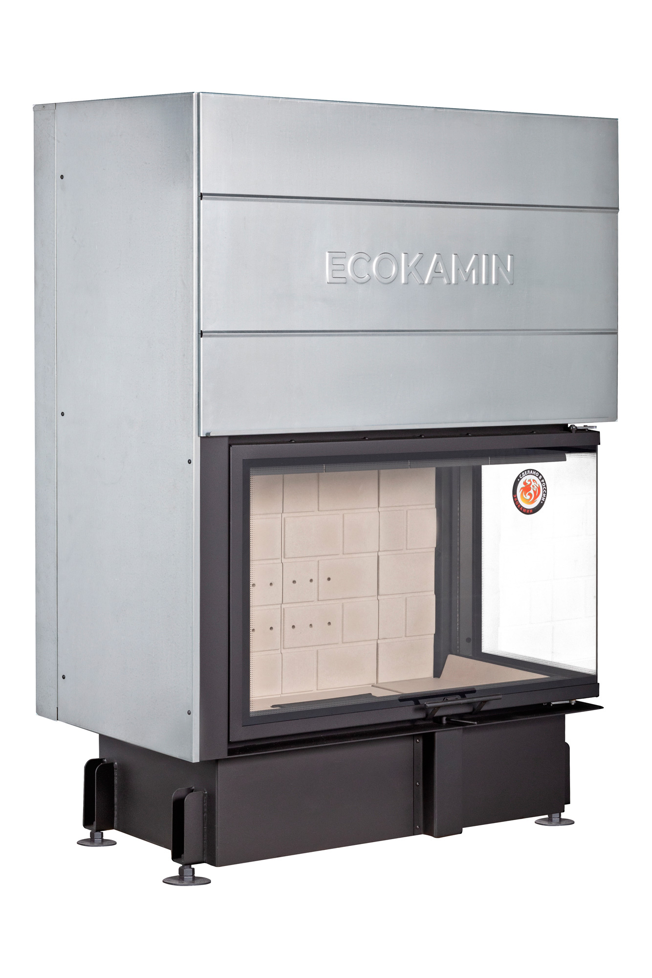 Каминная топка с двумя стеклами принтинг правая EcoKamin Дельта 1000R купить в Санкт-Петербурге