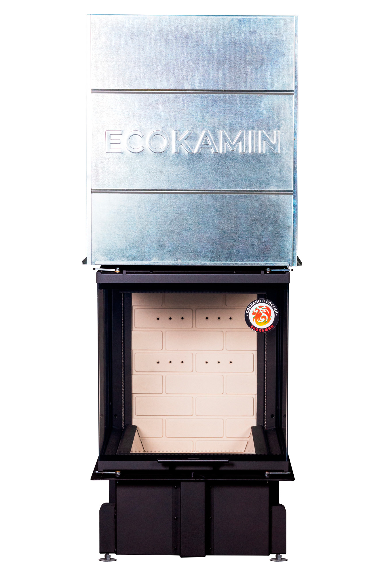 Каминная топка три стекла подовое горение Экокамин Дельта 700P