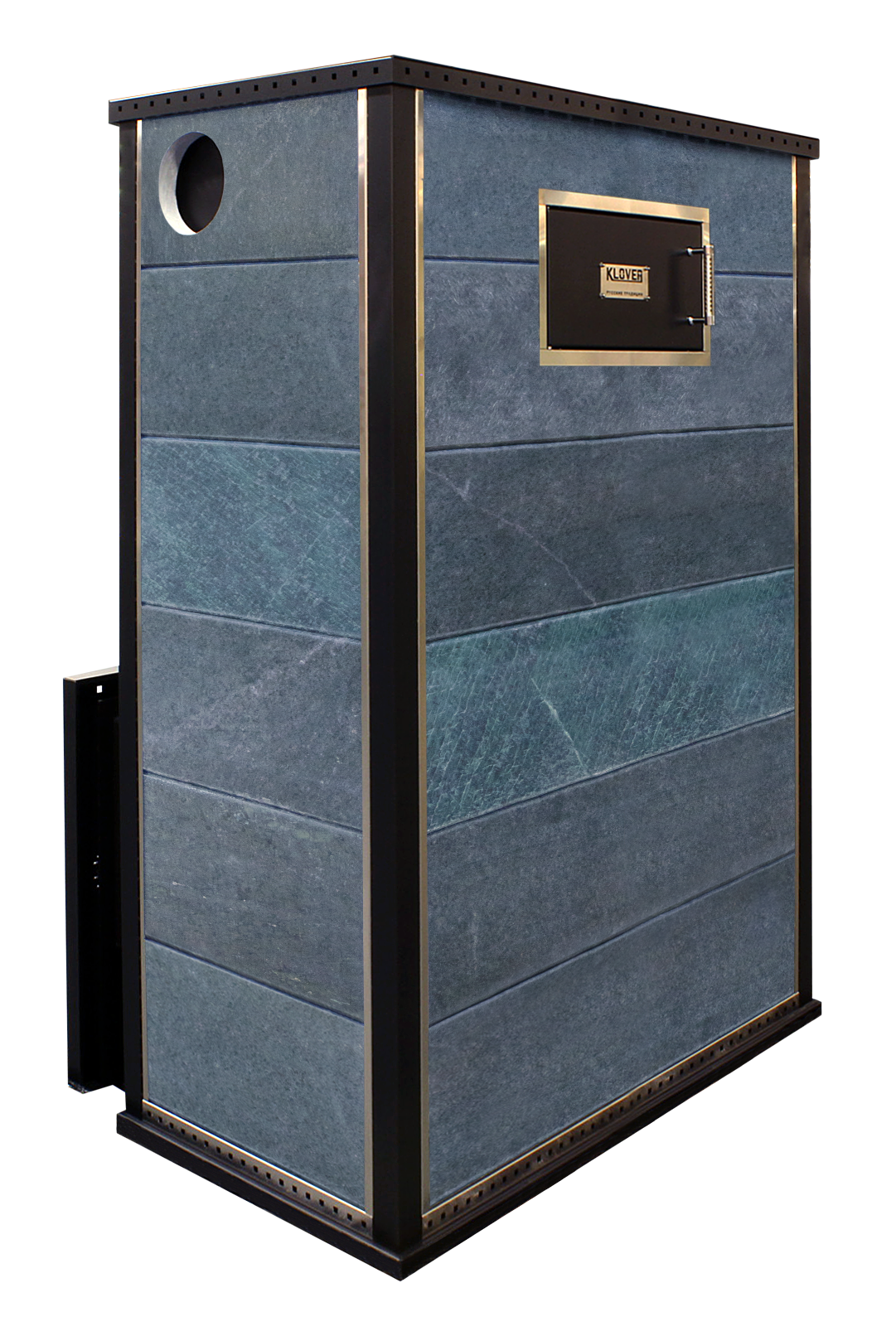 Печь для бани дровяная с облицовкой серпентинит Klover KLV RT 100-RVs
