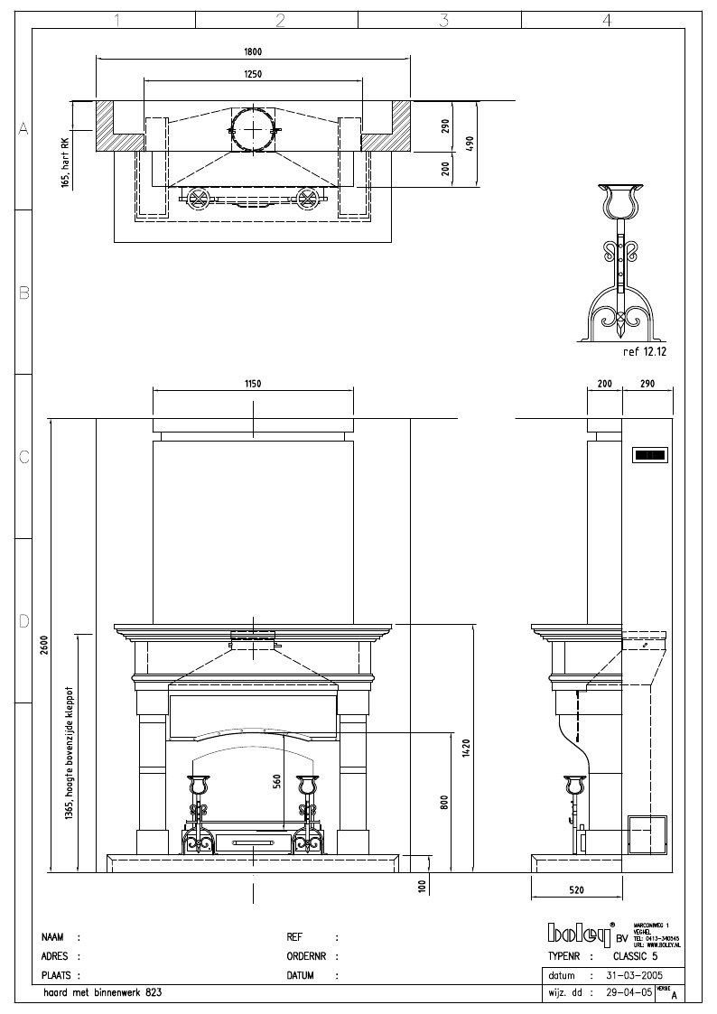 Газовый камин из мрамора с открытой топкой Boley Classic 5