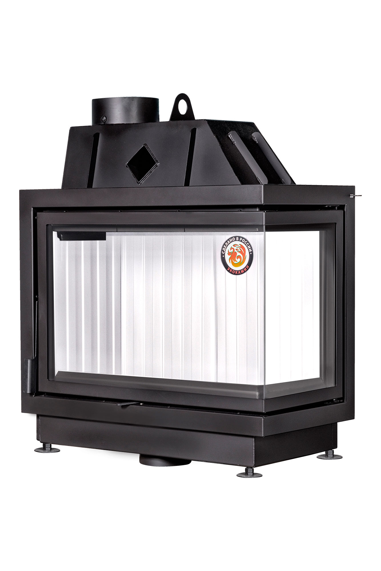 Каминная топка угловая с двумя стеклами EcoKamin Альфа 800R