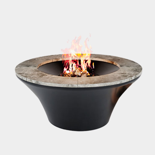 Ландшафтный камин центральный из кортен-стали и камня для улицы BRAZIER Traforart