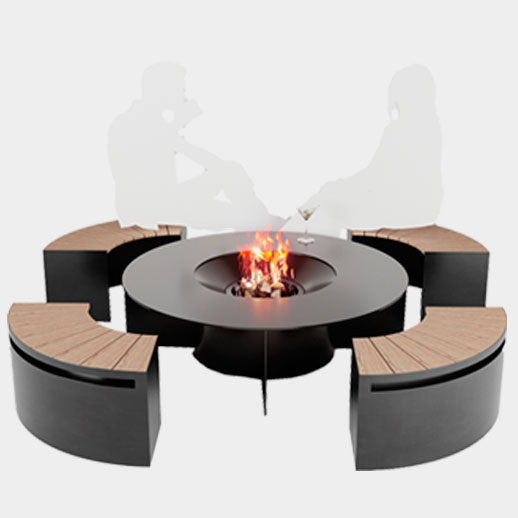 Ландшафтный камин черный для сада с дровяным топливом Traforart LOUNGE