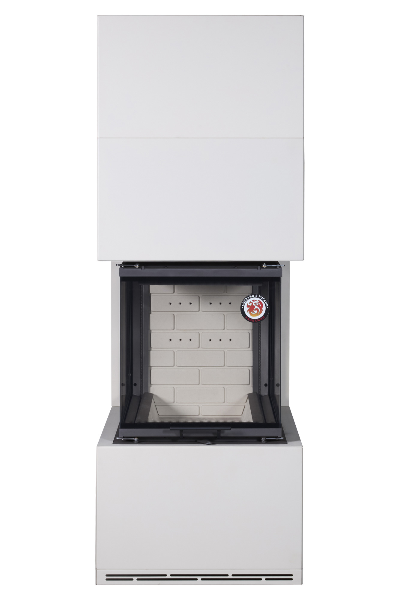 Камин пристенный слоновая кость и белый шамот Экокамин РОДОС 900