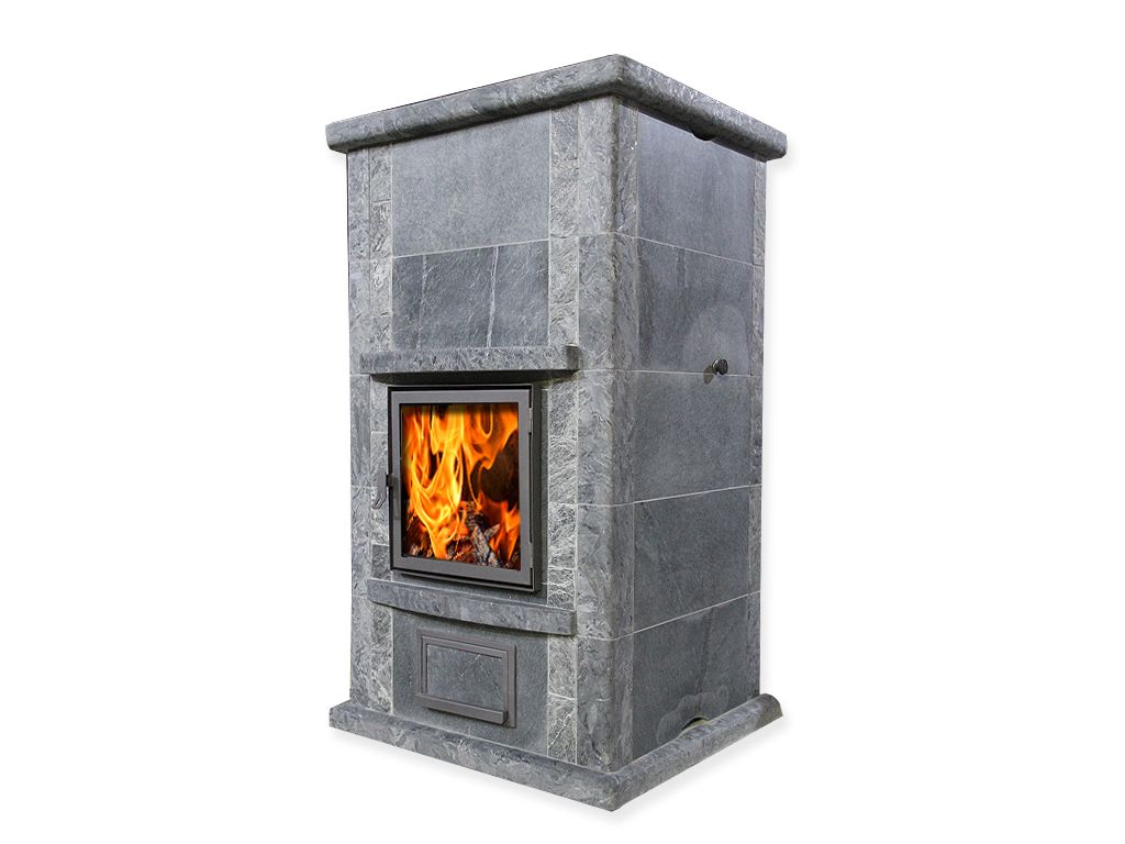 Печь-камин теплонакопительная пристенная с облицовкой талькомагнезитом Kontio 20/1570