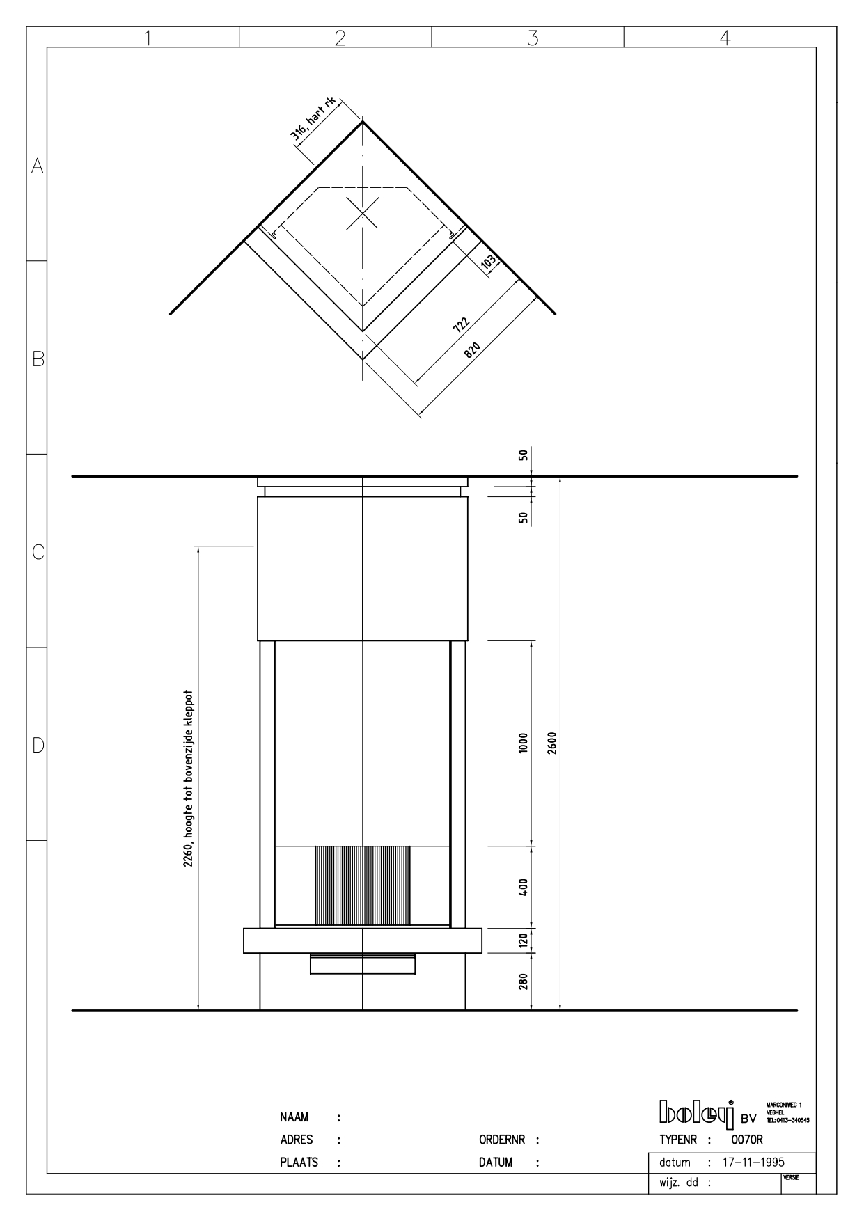 Угловой дровяной камин Boley 70R