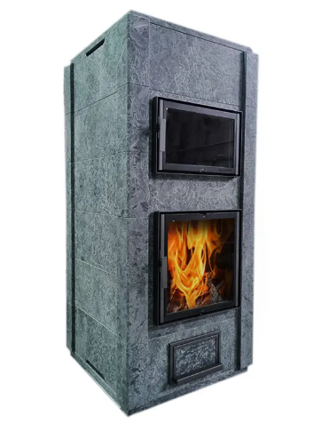 Печь-камин с духовкой и облицовкой из серпентинита Talkorus Katarina 20/1720 D SA