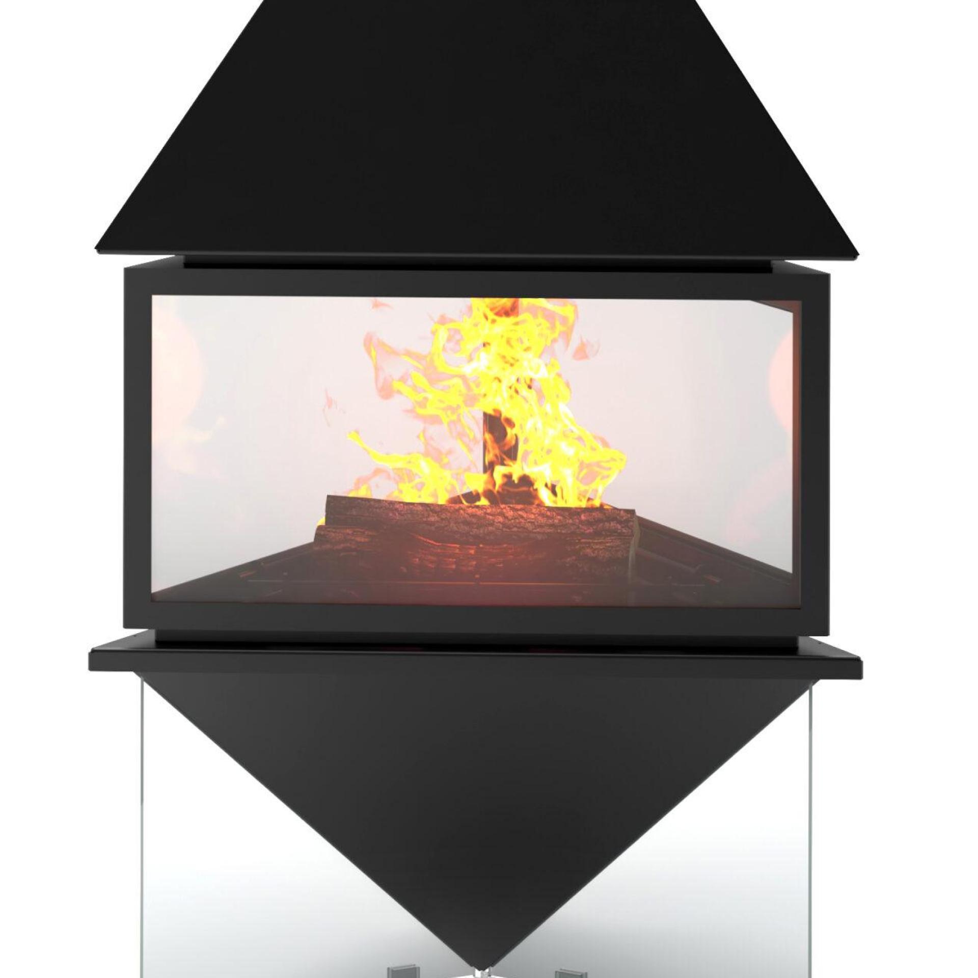 Подвесной камин треугольный панорамный OpenFire DELTA