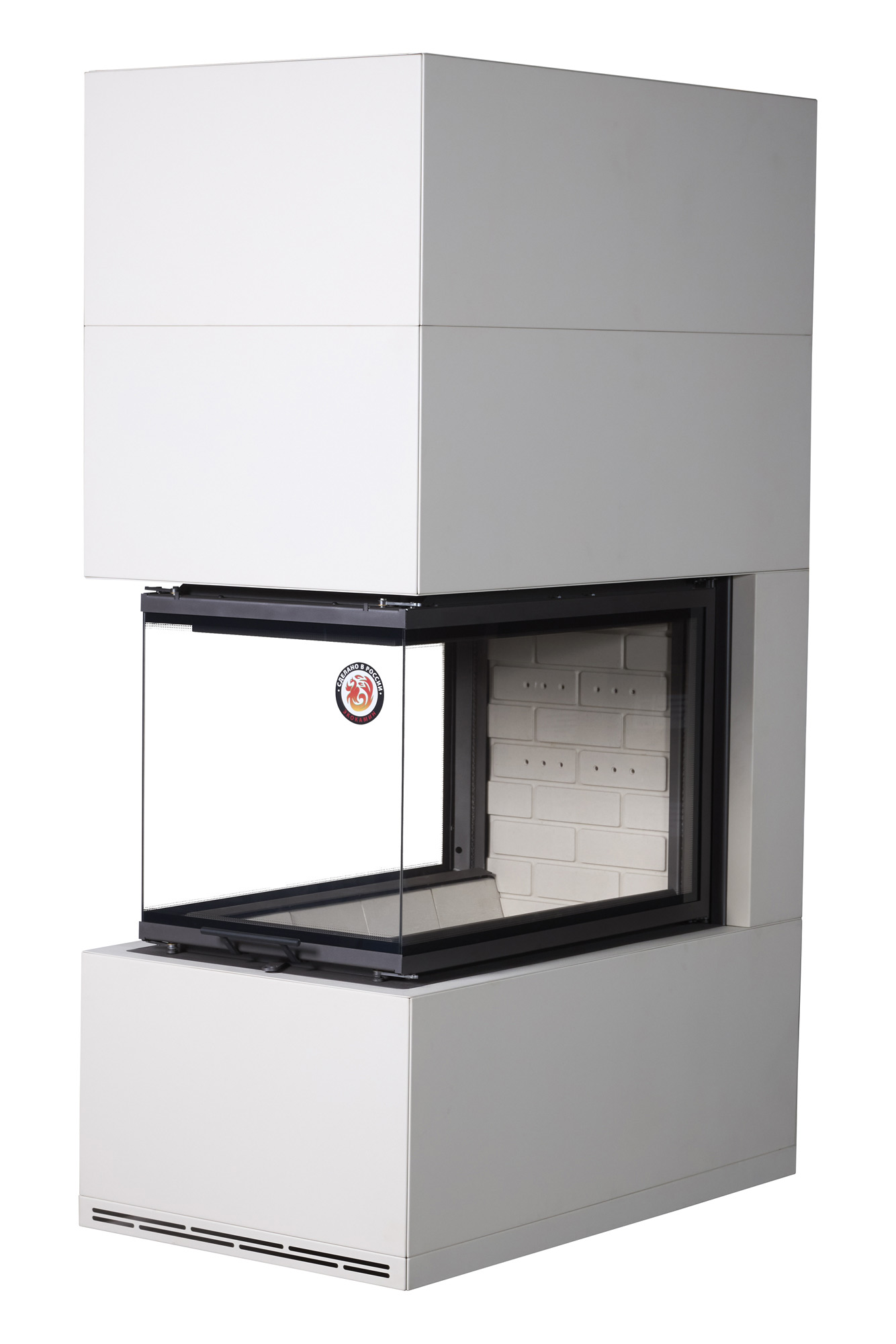 Камин пристенный слоновая кость и белый шамот Экокамин РОДОС 900 купить в Санкт-Петербурге