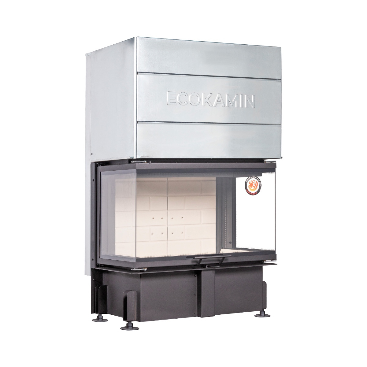 Топка каминная трехсторонняя с принтингом Экокамин Дельта 800PV