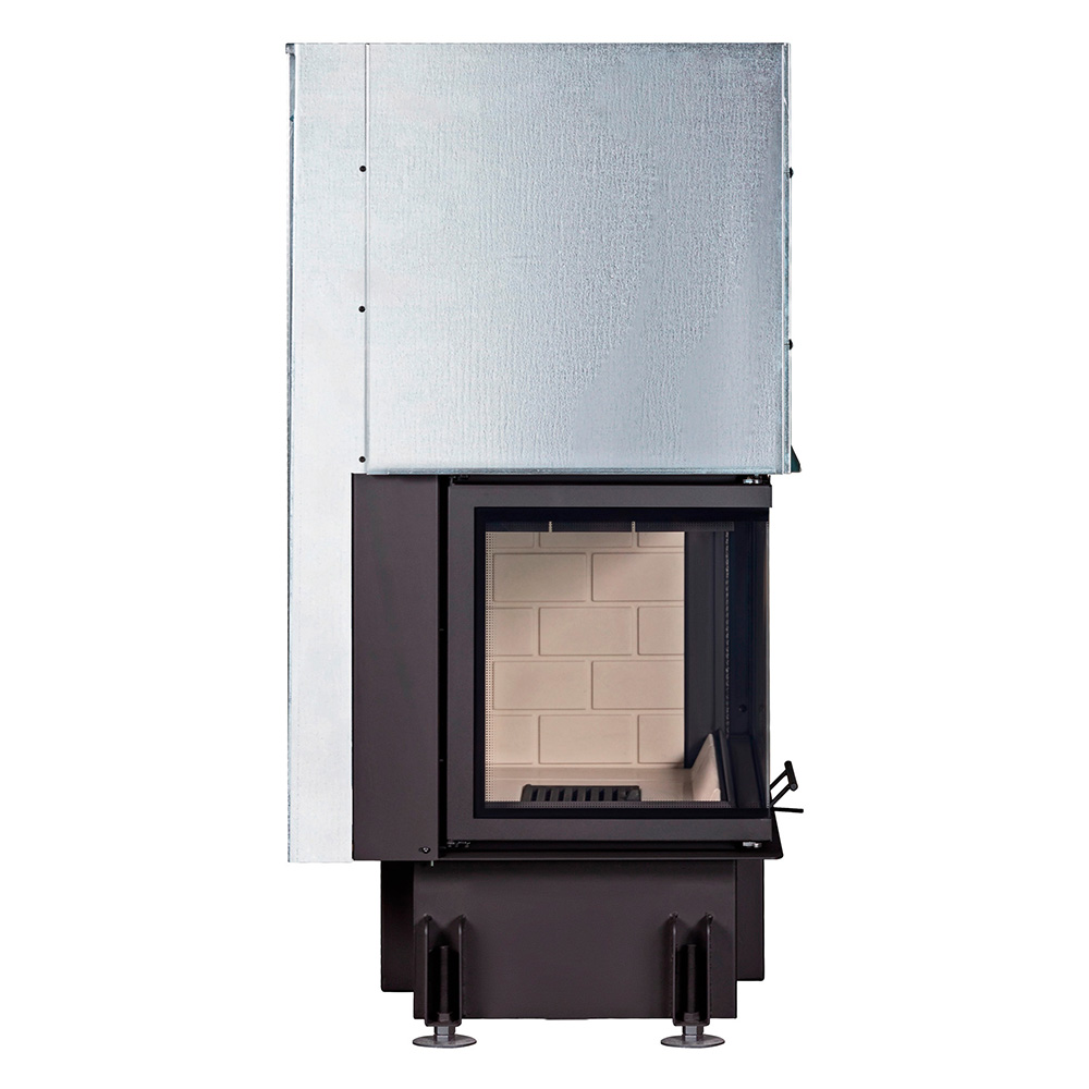 Каминная топка с угловым стеклом и подовым горением Экокамин Дельта 800LР