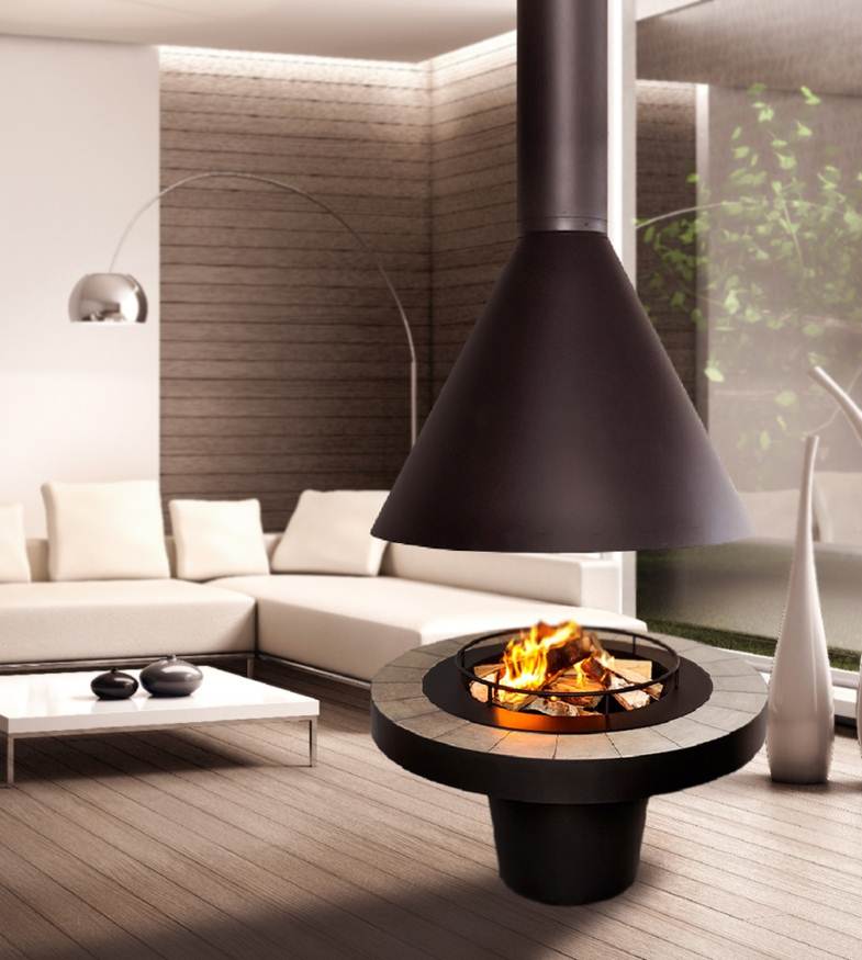 Островной камин OpenFire SEUS с конической тумбой