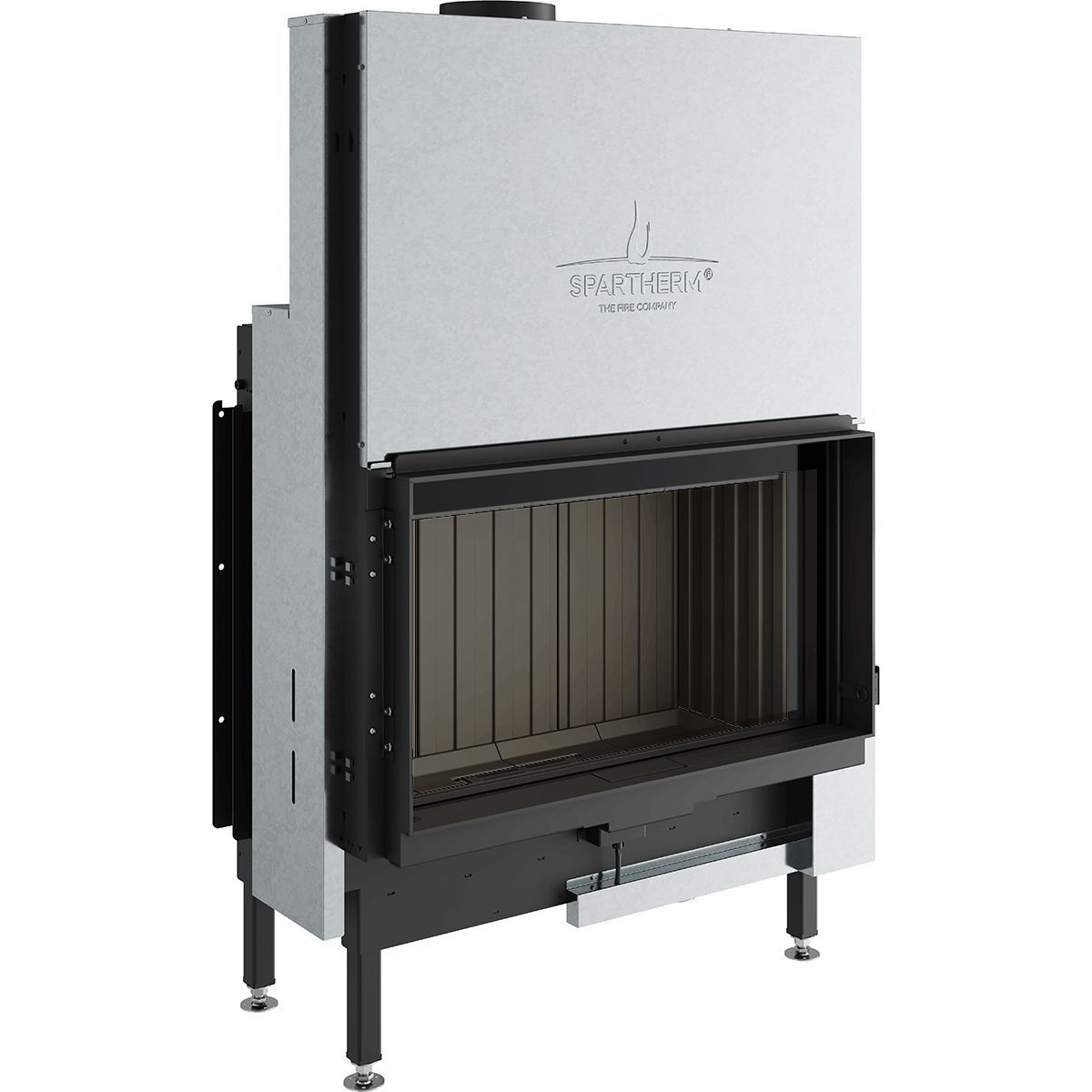 Каминная топка широкоэкранного формата с прямым стеклом и подъемным механизмом Spartherm Premium V-1V-87h