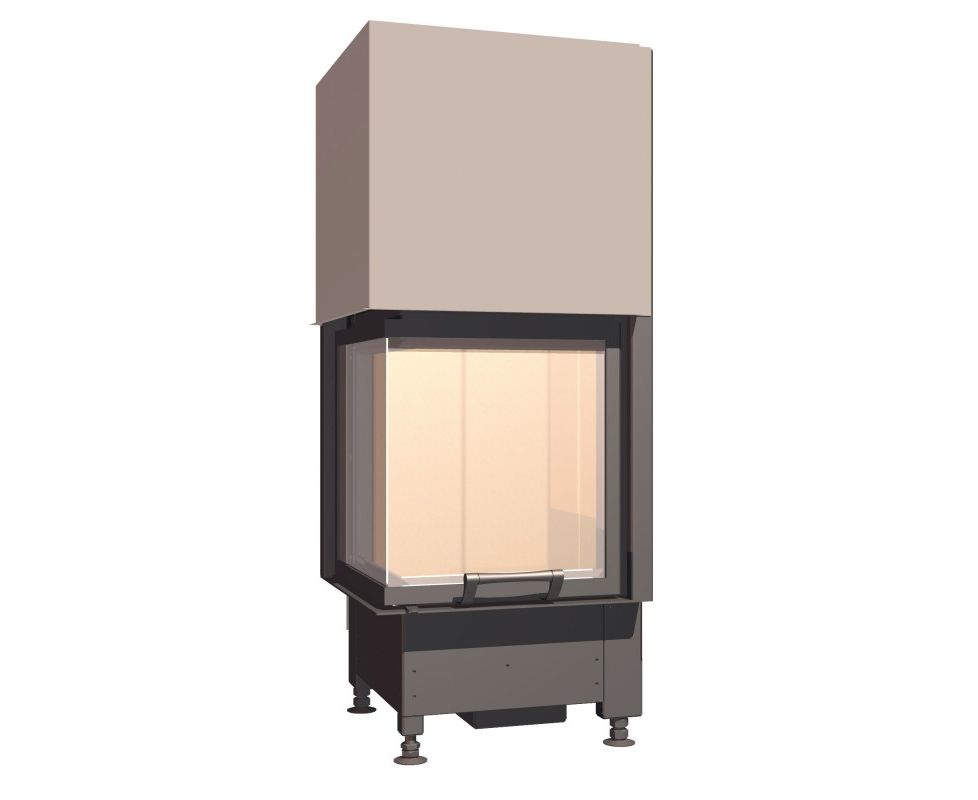 Каминная топка угловая с цельногнутым стеклом и верхним подъемом дверцы Schmid Ekko 45(45)80h