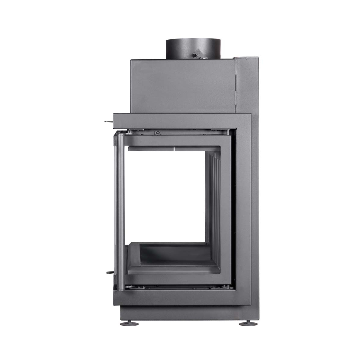 Каминная топка с тремя стеклами и черным шамотом Экокамин Альфа 700