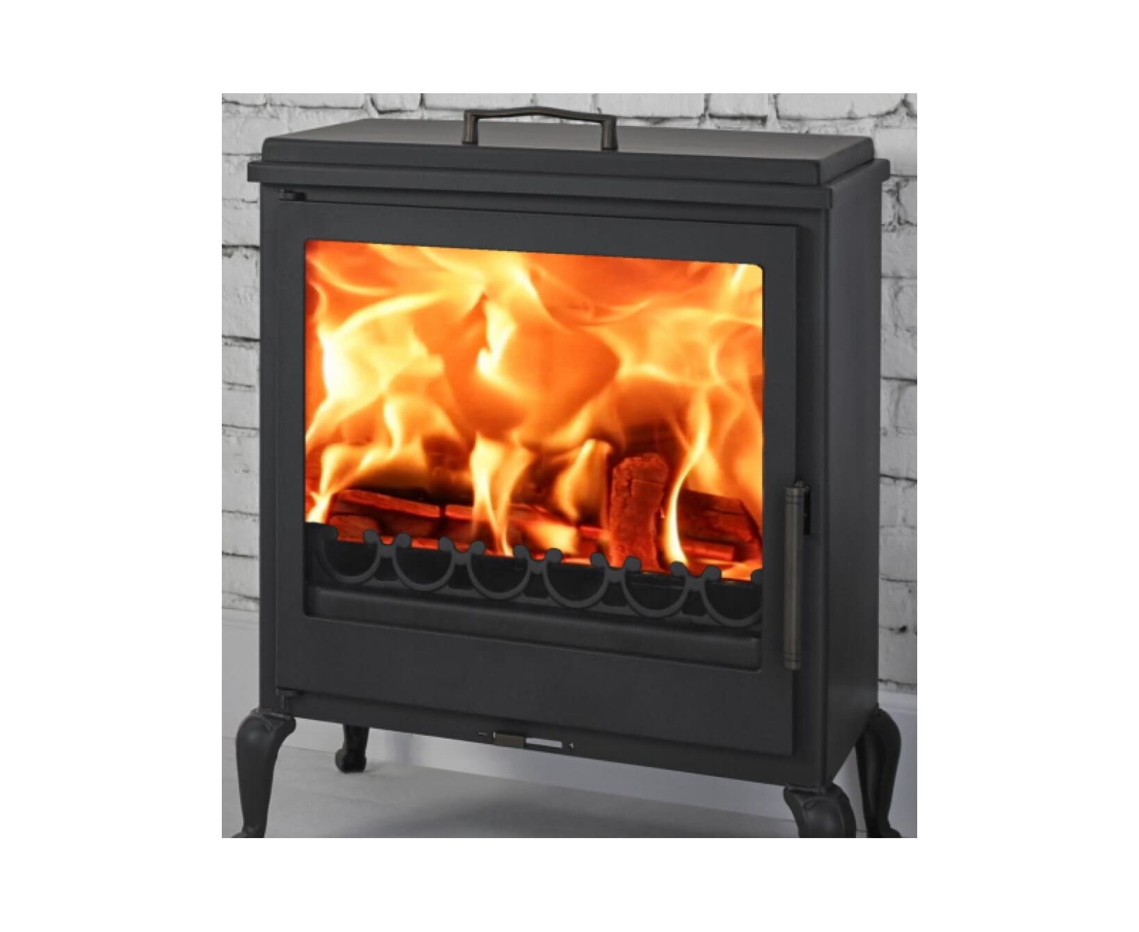 Печь-камин пристенный черный с системой вторичного дожига и подачей воздуха извне Panadero Aube