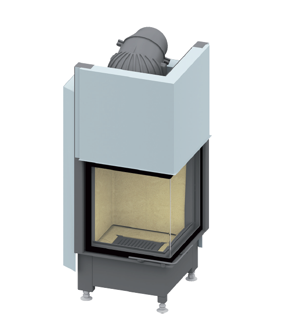 Каминная топка угловая с дровяным отоплением и системой чистого стекла Schmid Ekko 45