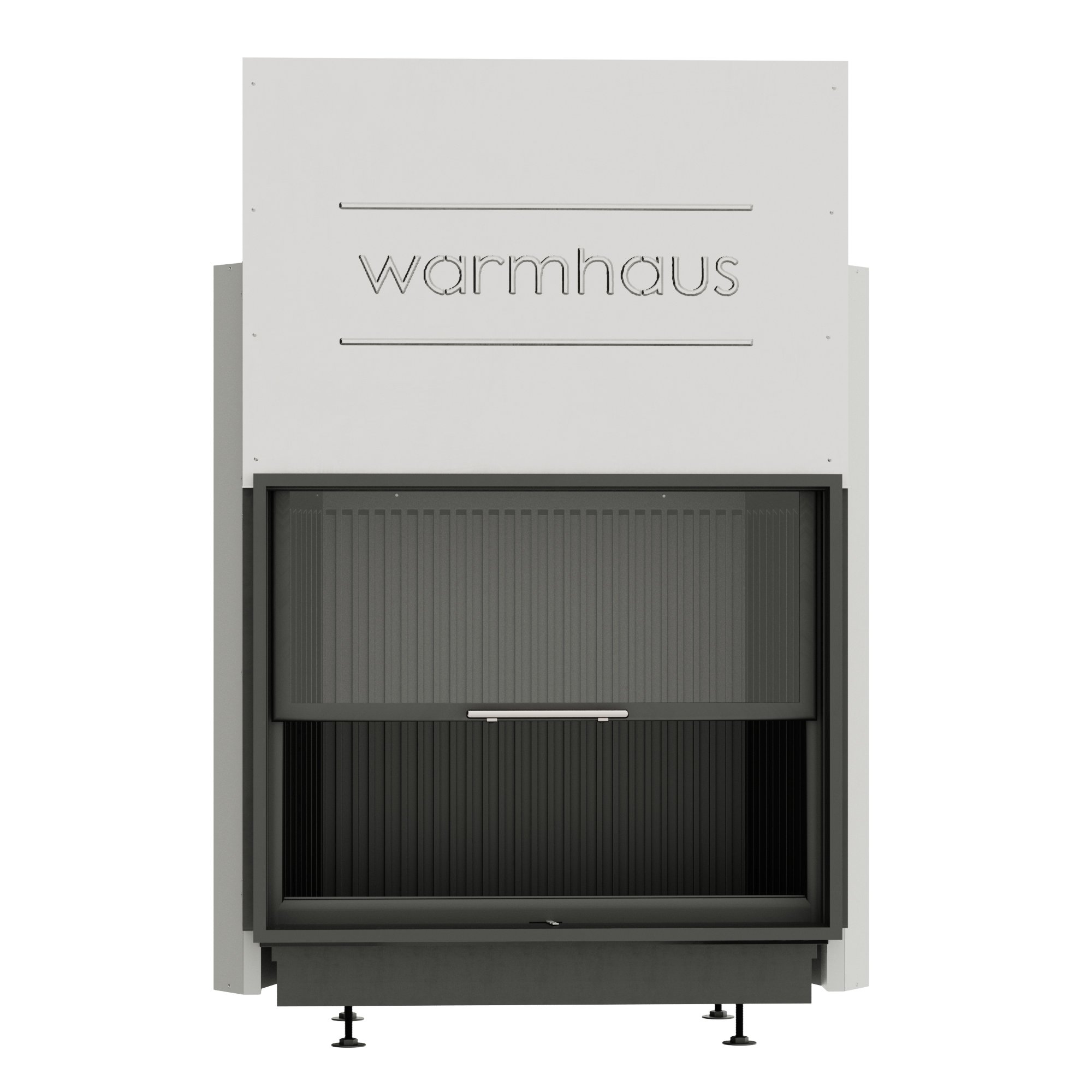 Каминная топка с прямым стеклом и черными 3D-панелями Warmhaus FLAT 100/80h