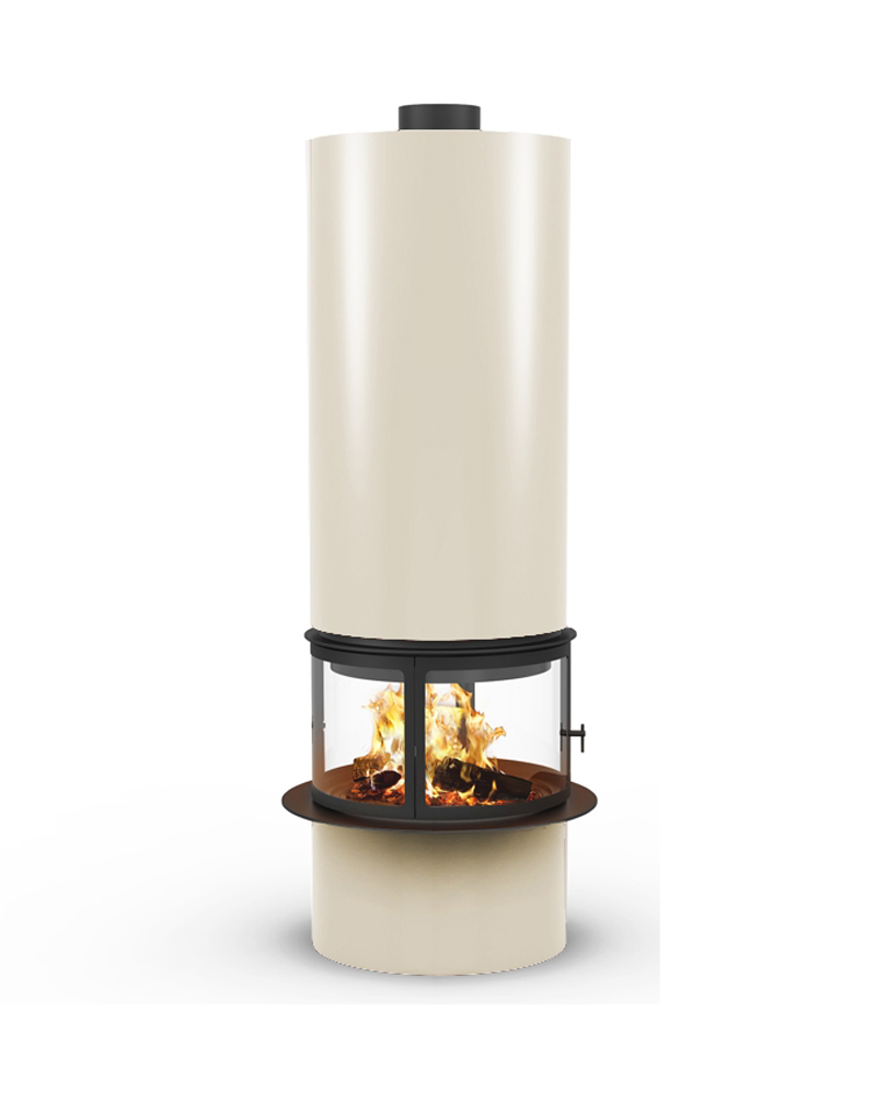 Камин пристенный с панорамным стеклом и напольной конструкцией Traforart Diamante Frontal