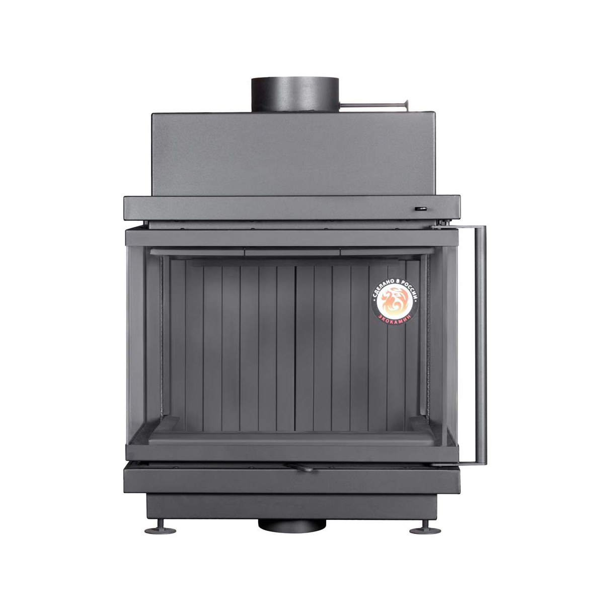 Каминная топка с тремя стеклами и черным шамотом Экокамин Альфа 700 купить в Санкт-Петербурге