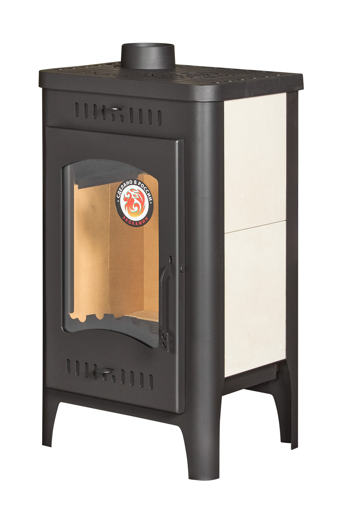 Печь-камин пристенный с плитой Экокамин Бавария Оптима РК049 купить в Санкт-Петербурге