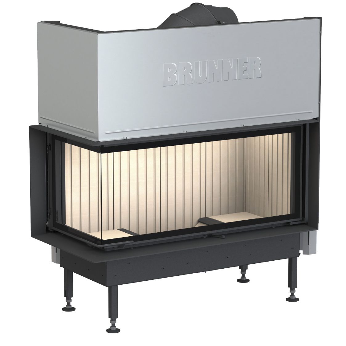 Каминная топка угловая с подъемной дверцей и системой чистого стекла мощностью 11 кВт Brunner BKH Eck 42-98-42 STL