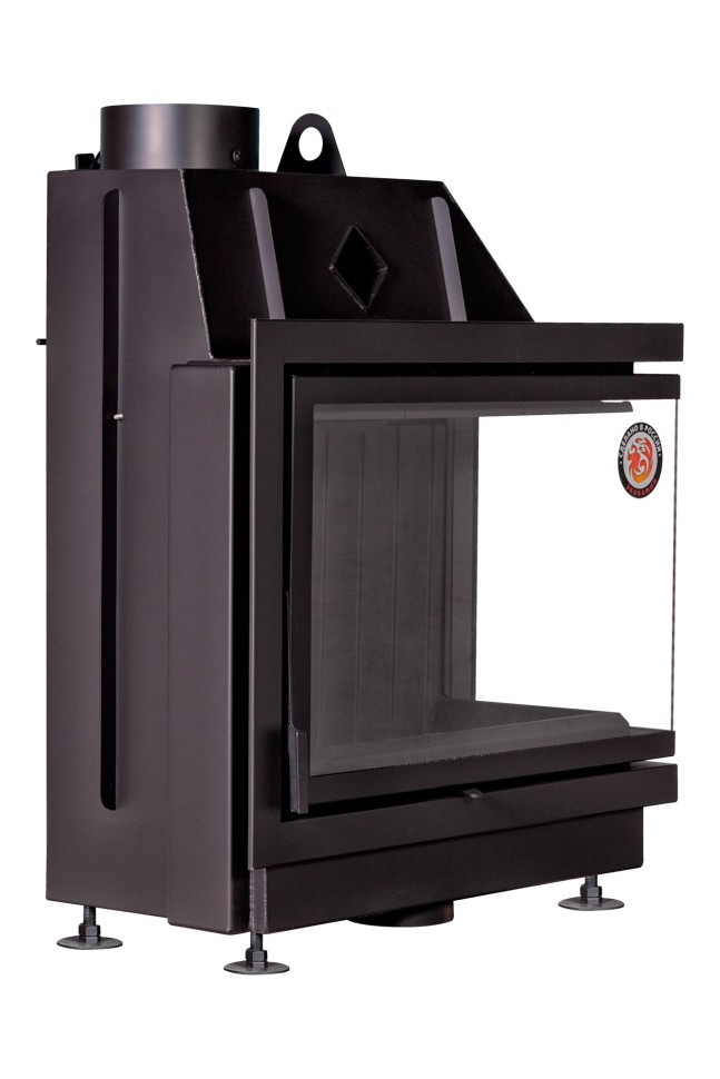Каминная топка угловая с двумя стеклами черный шамот EcoKamin Альфа 800RB