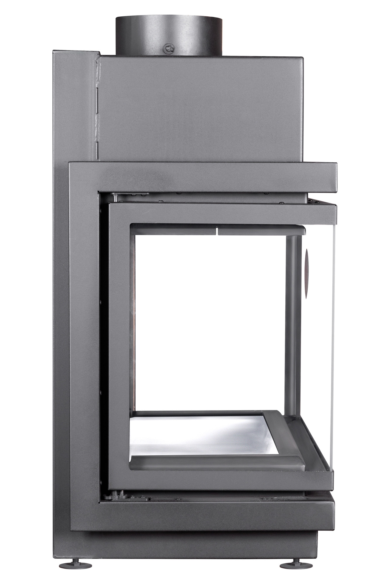 Каминная топка трехсторонняя черный шамот Экокамин Альфа 700 три стекла ТА700-3G