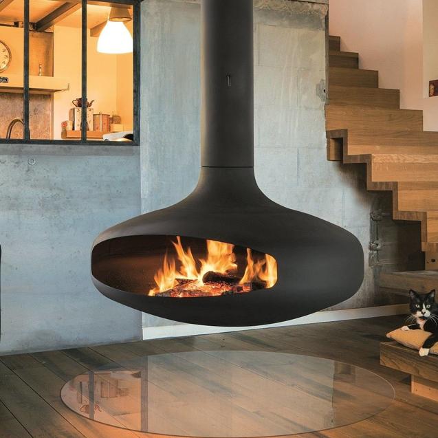 Подвесной камин островной с открытым очагом черный Focus Domofocus купить в Санкт-Петербурге