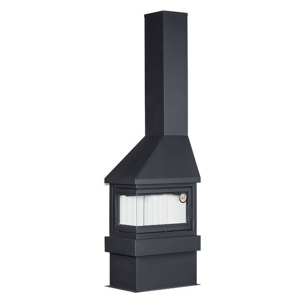 Камин угловой черный с шамотной футеровкой Экокамин Прага KP194L