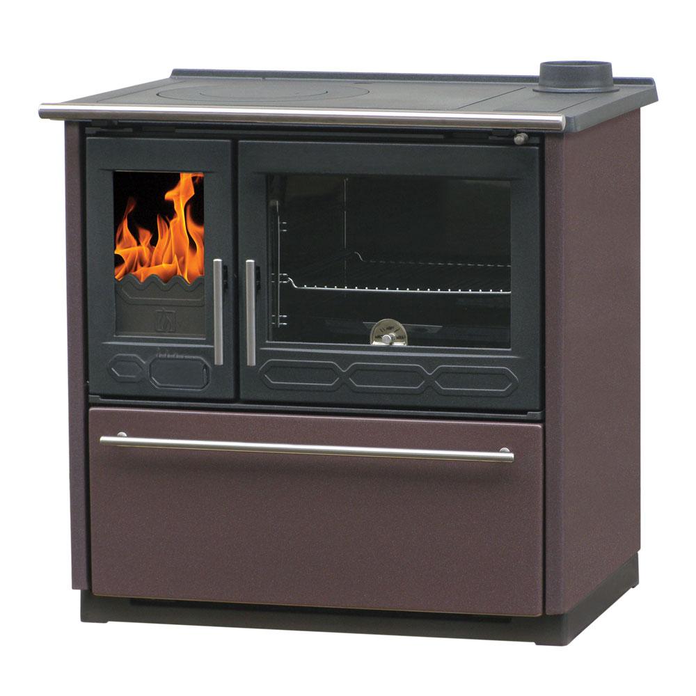 Печь отопительно-варочная с водяным контуром коричневая Plamen TERMO GLAS