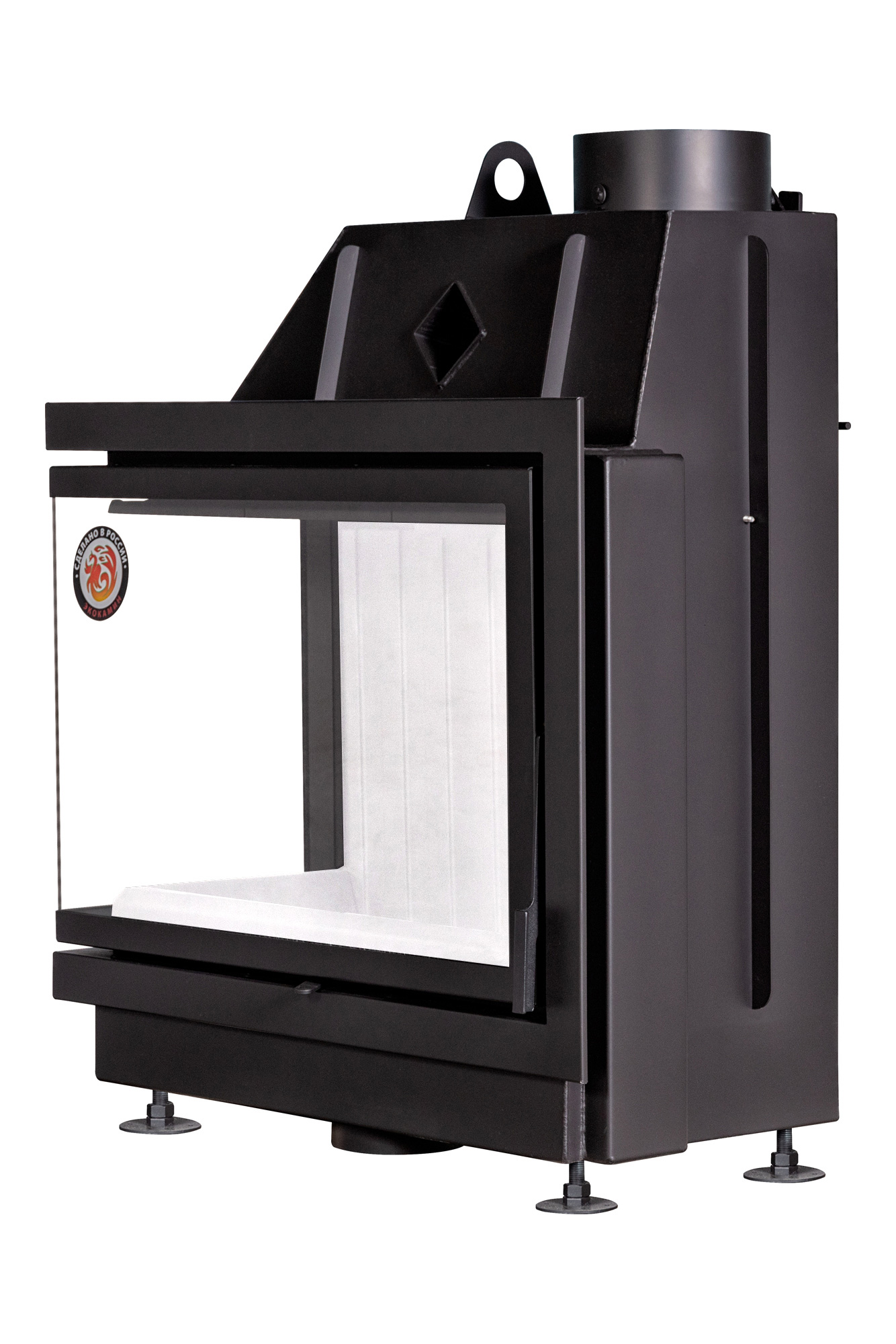 Топка каминная угловая с двумя стеклами левая EcoKamin Альфа 800L TA800L