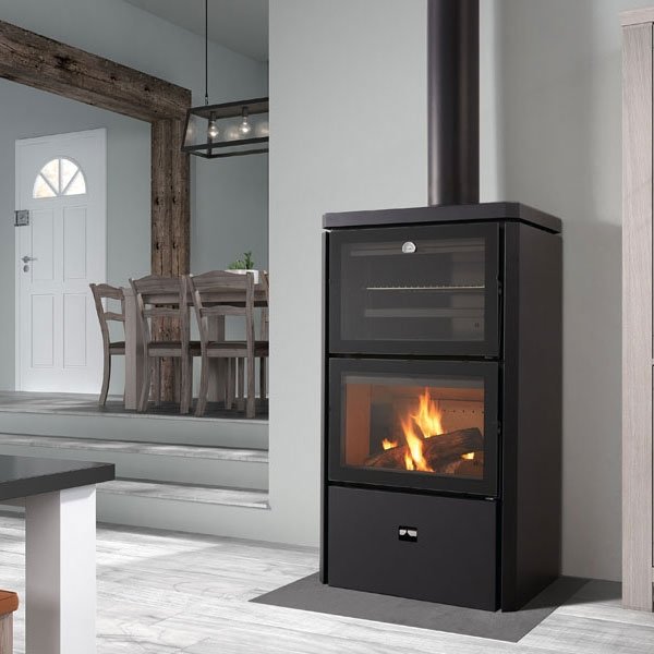 Печь-камин пристенный с духовкой Rocal Hebar E3000V2+T