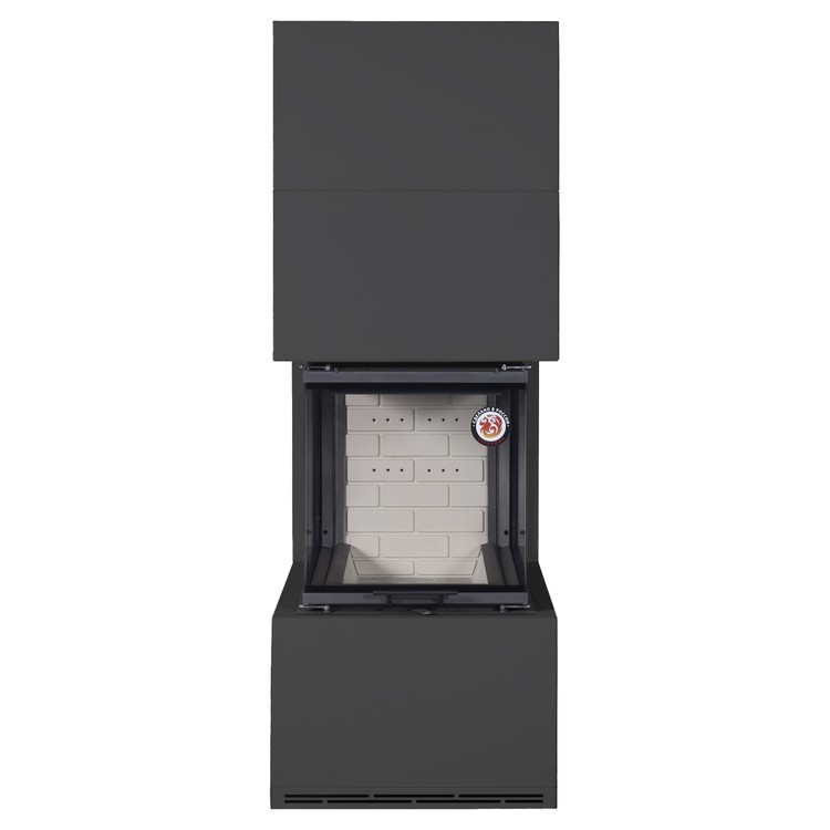 Камин пристенный черный с белым шамотом EcoKamin Родос 900 KRN900BW