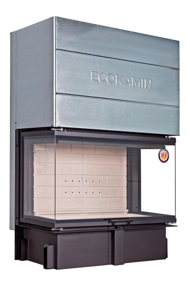 Каминная топка трехсторонняя с подовым горением и принтингом EcoKamin Дельта 1000P