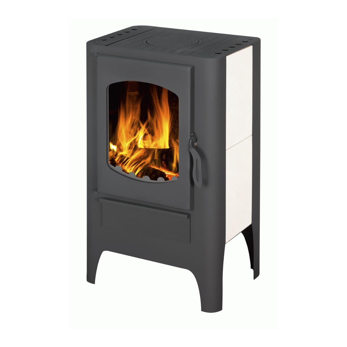 Печь-камин пристенный с плитой черный Экокамин Бавария Эко PK165M купить в Санкт-Петербурге