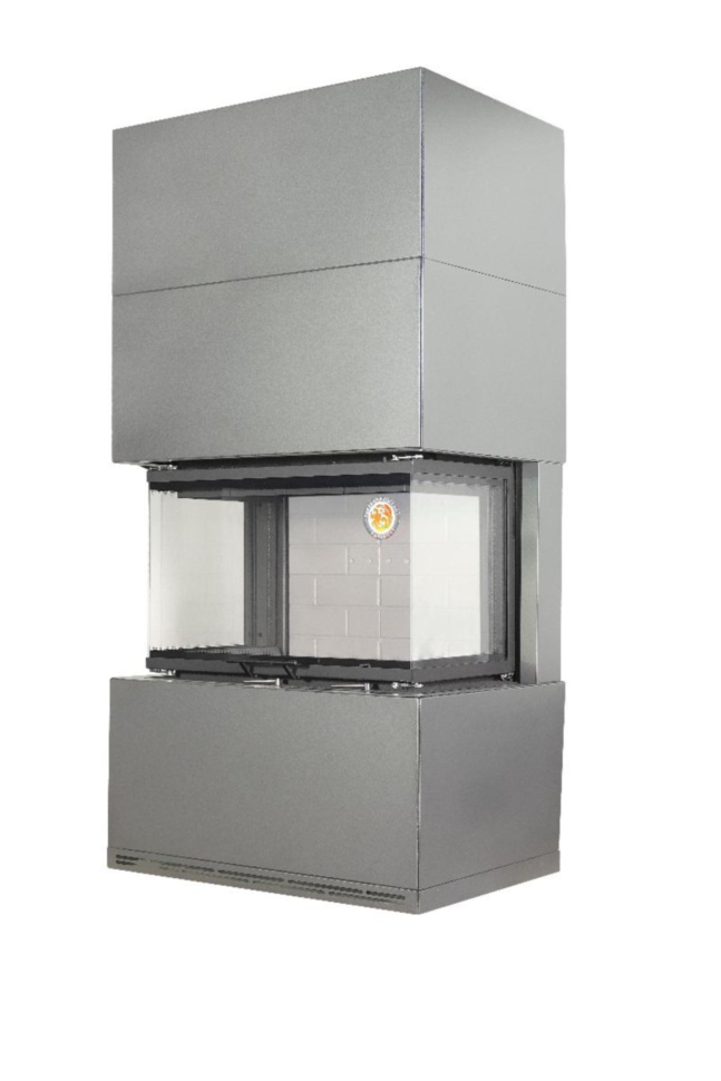 Камин пристенный графит с белым шамотом Экокамин Родос 800 KRN800G