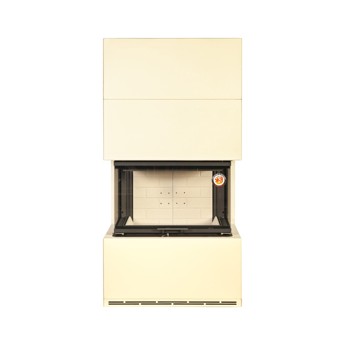 Камин пристенный слоновая кость и белый шамот Экокамин Родос 800 KRN800K