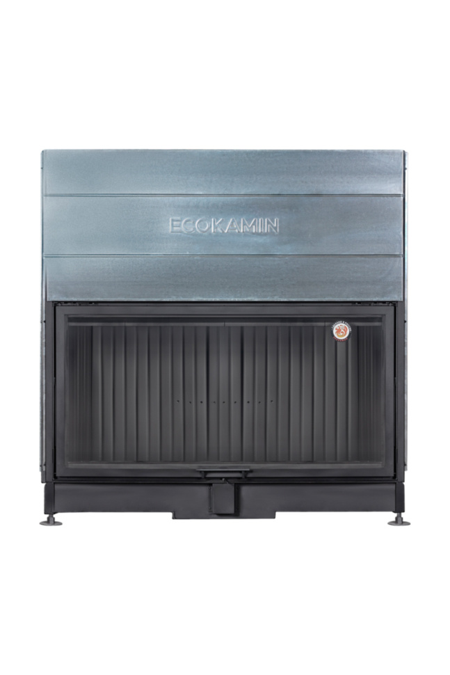 Каминная топка пристенная с подовым горением и черным шамотом EcoKamin Вега 1600B