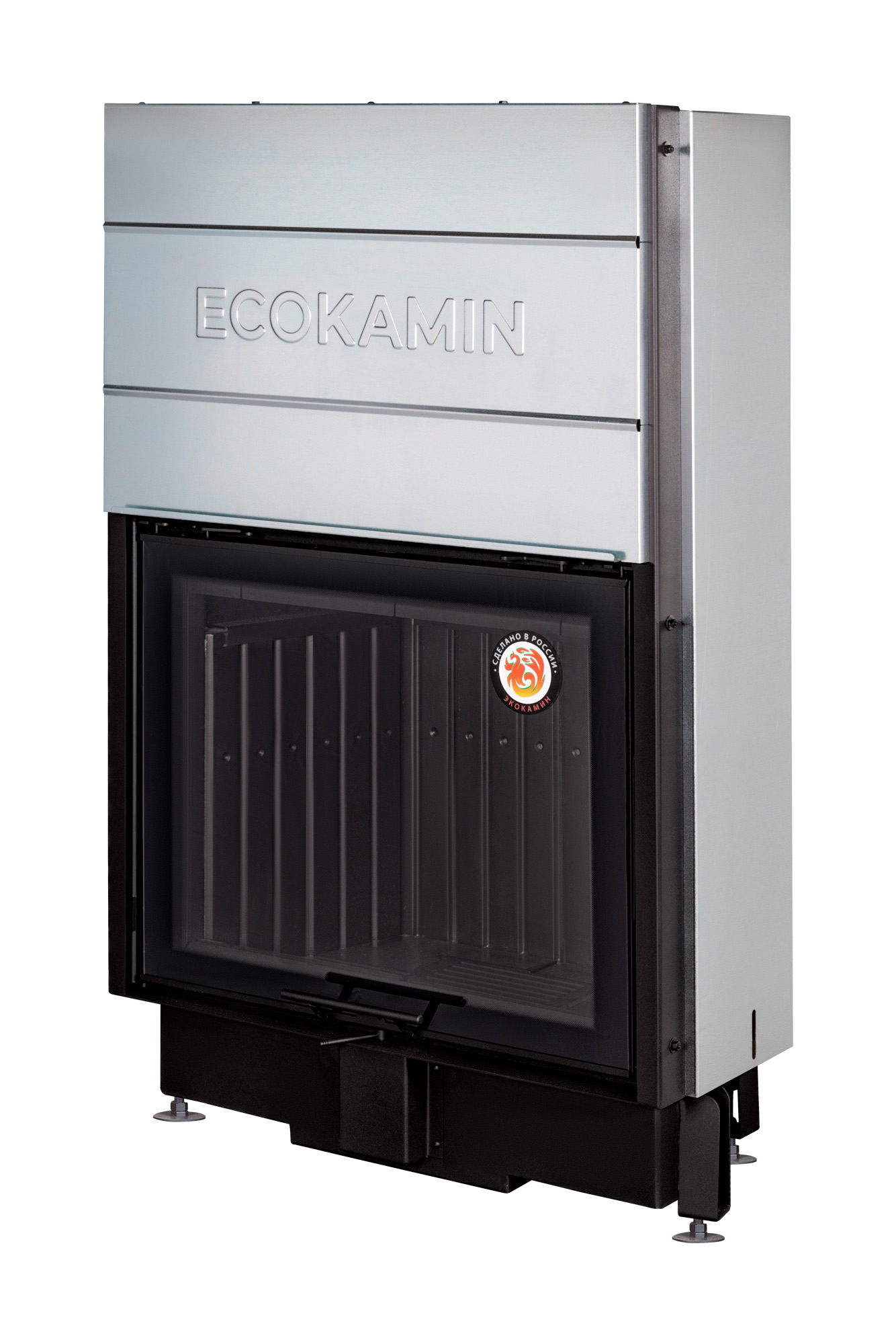 Каминная топка с футеровкой черный шамот и прямым стеклом EcoKamin Вега 800B купить в Санкт-Петербурге