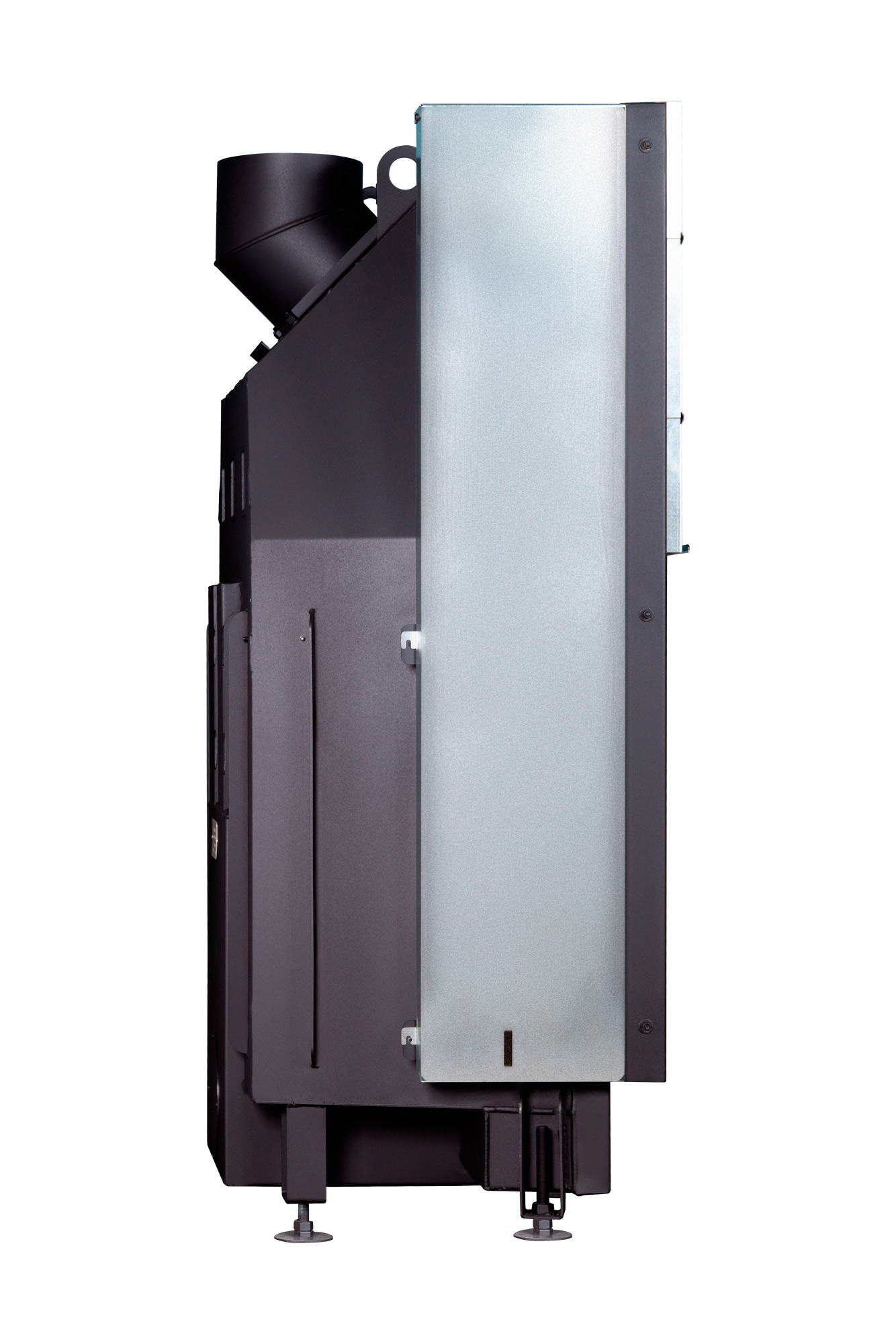 Каминная топка с футеровкой черный шамот и прямым стеклом EcoKamin Вега 800B