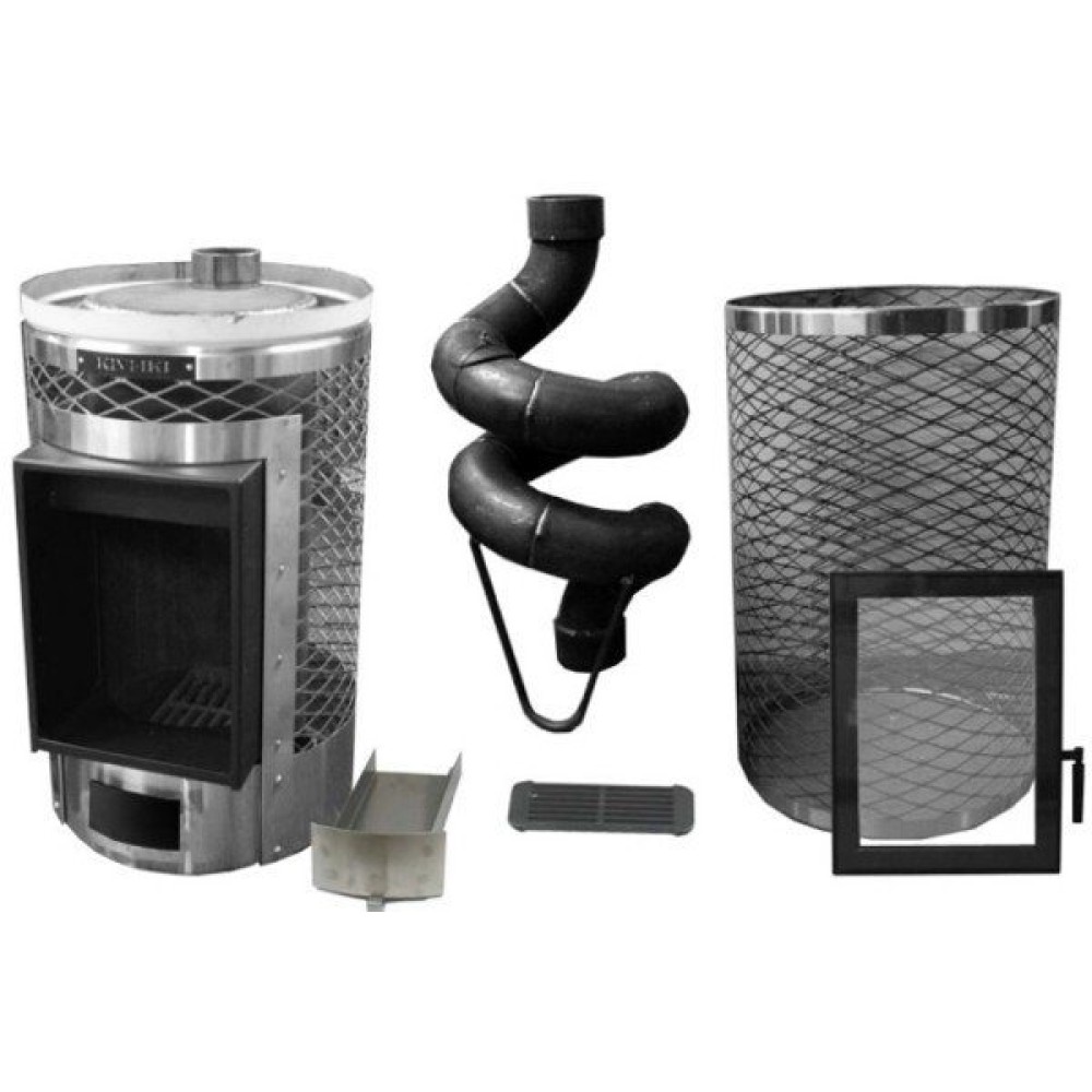 Печь для сауны дровяная с большой стеклянной дверцей IKI KIVI 142