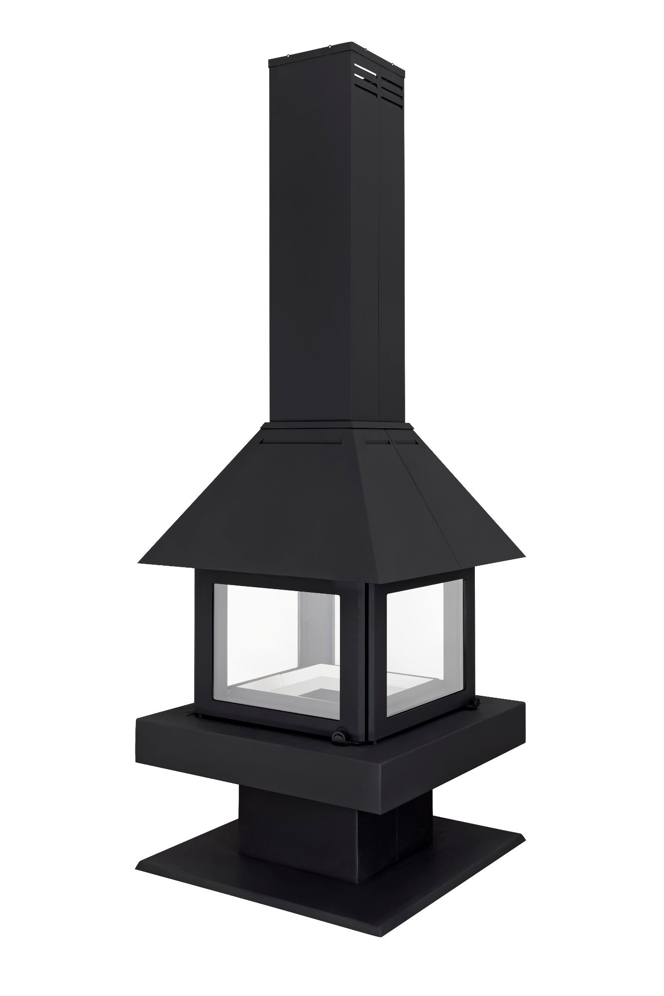 Камин островной с панорамным стеклом EcoKamin Эклипс 4D