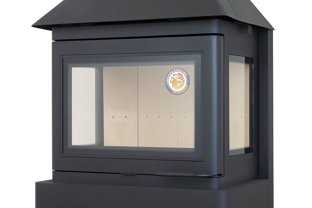 Камин пристенный с панорамным стеклом черный ЭкоКамин Прага PK001