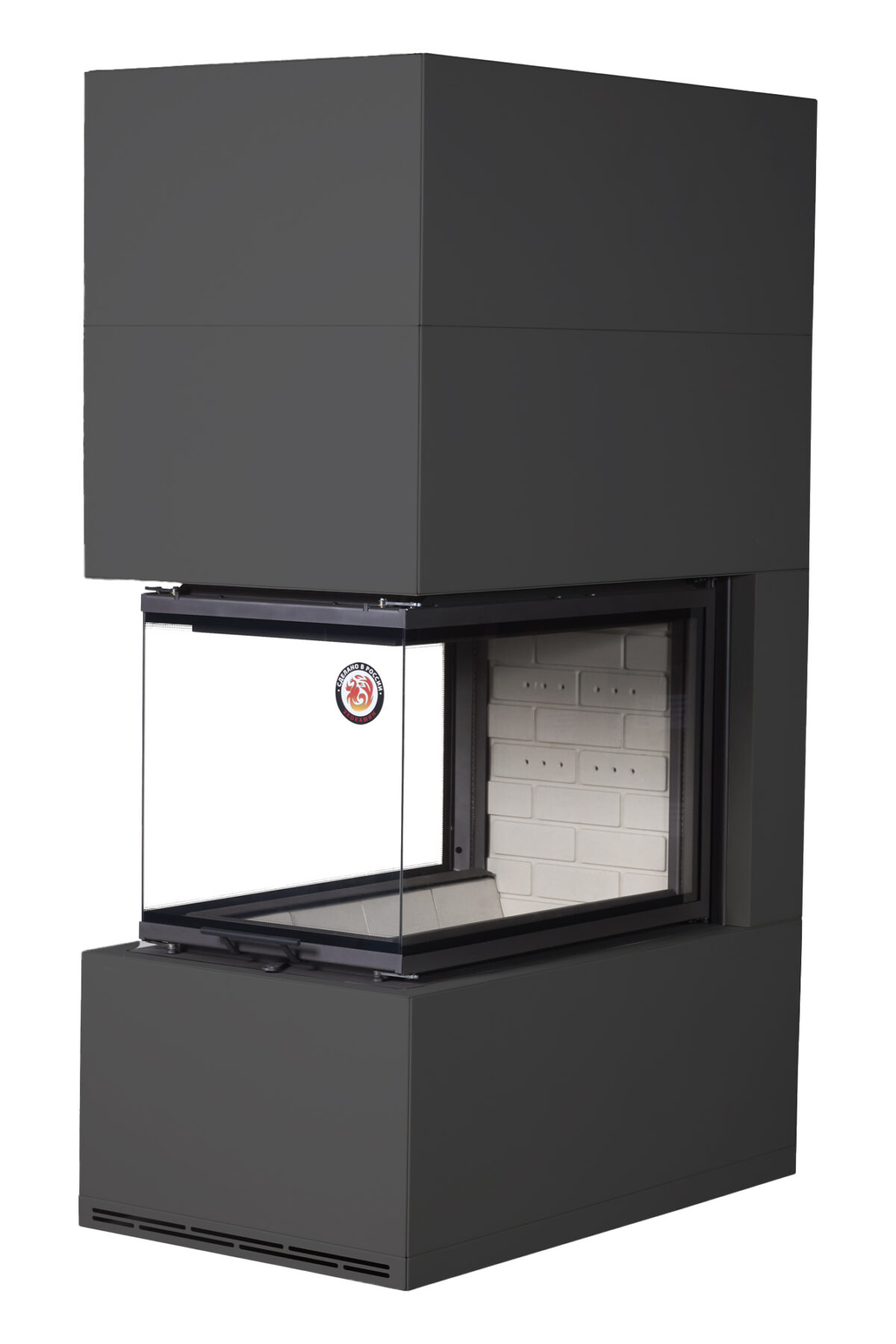 Камин пристенный черный с белым шамотом EcoKamin Родос 900 KRN900BW