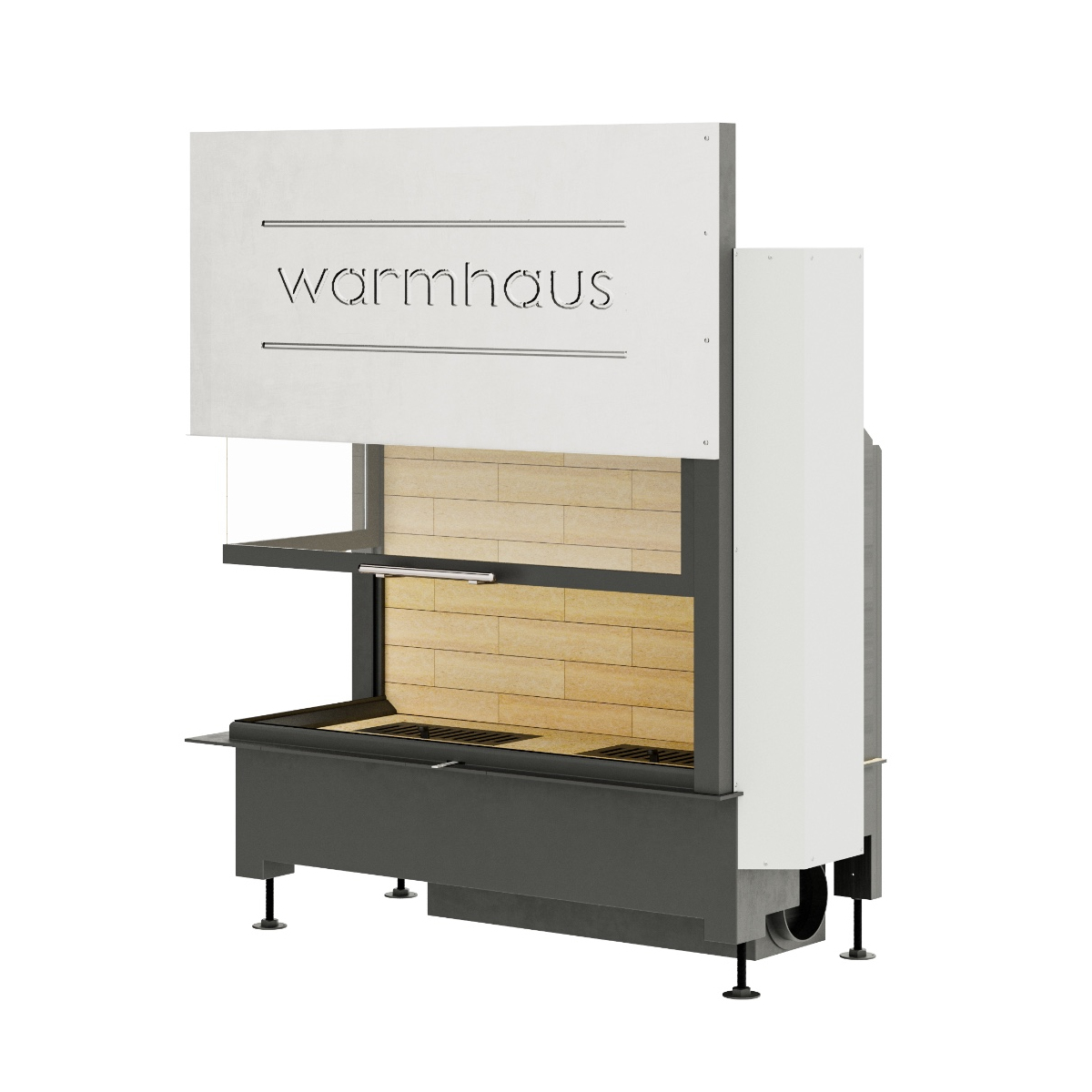 Каминная топка угловая с левым Г-образным стеклом и шамотной футеровкой Warmhaus KANT L 100/57h