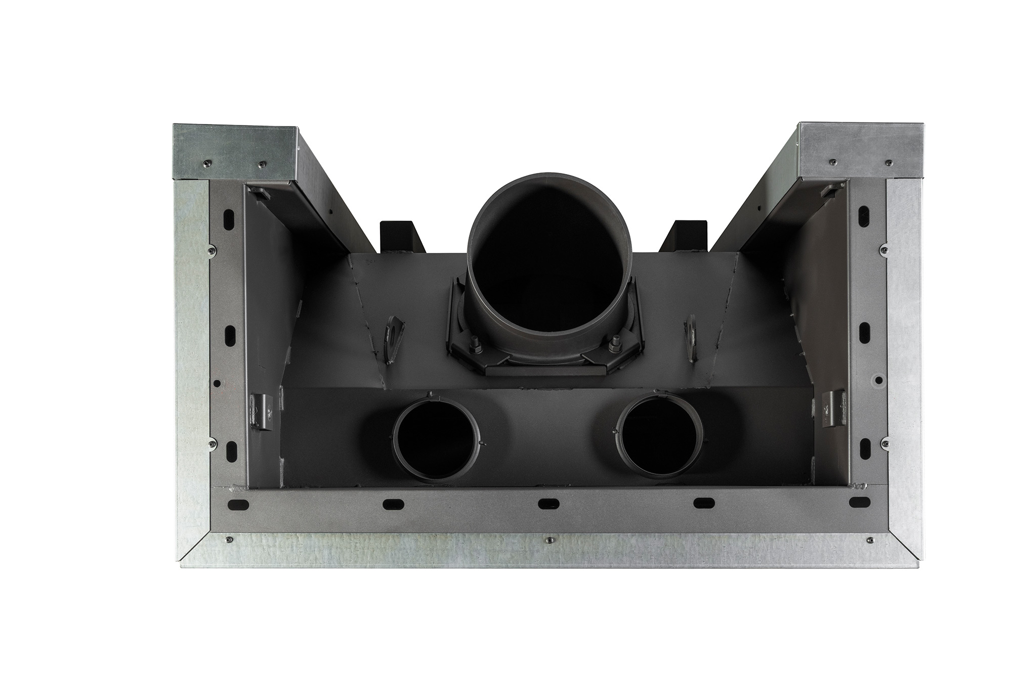 Каминная топка пристенная с тремя стеклами и черным шамотом EcoKamin Дельта 1000BV