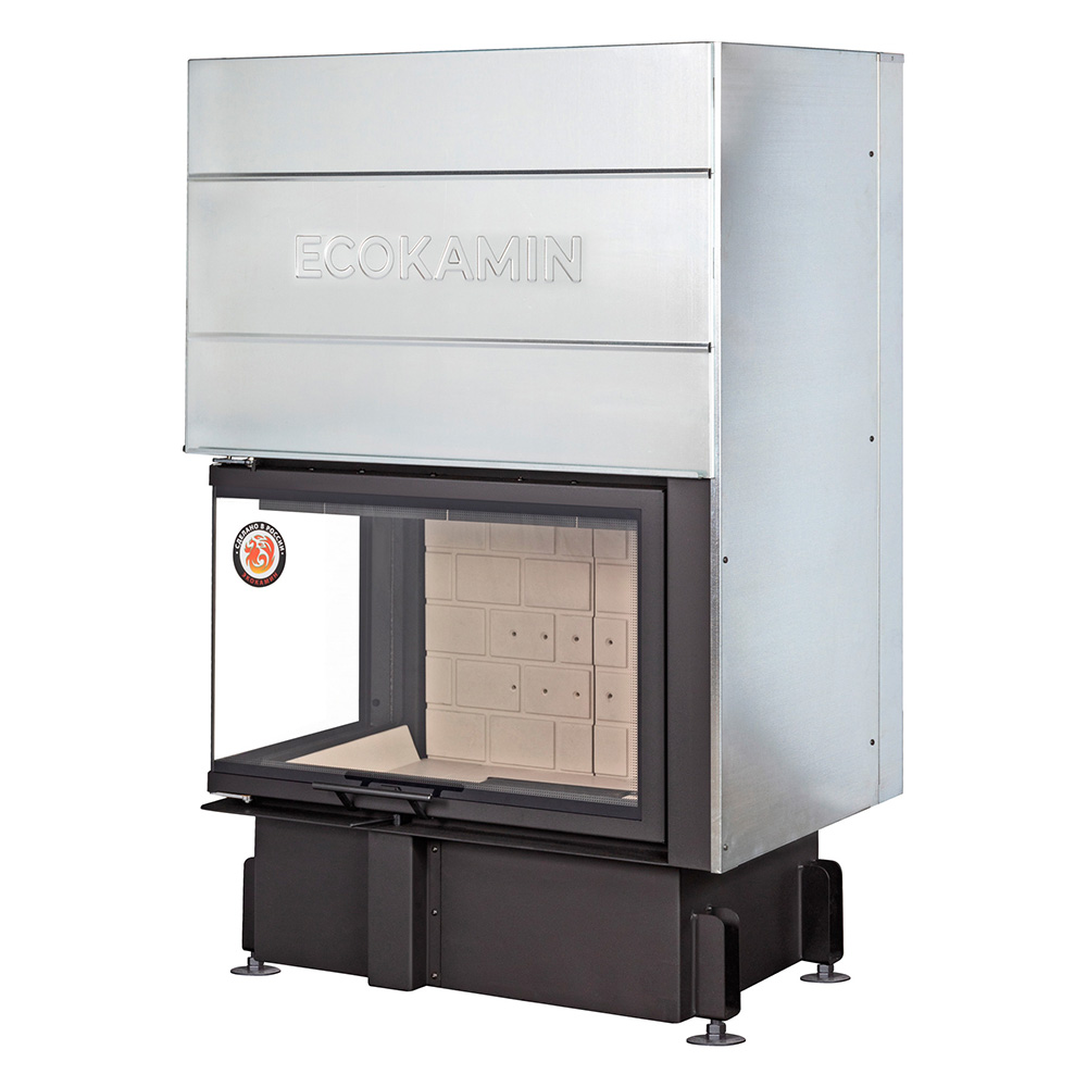 Каминная топка с угловым стеклом и подовым горением Экокамин Дельта 800LР