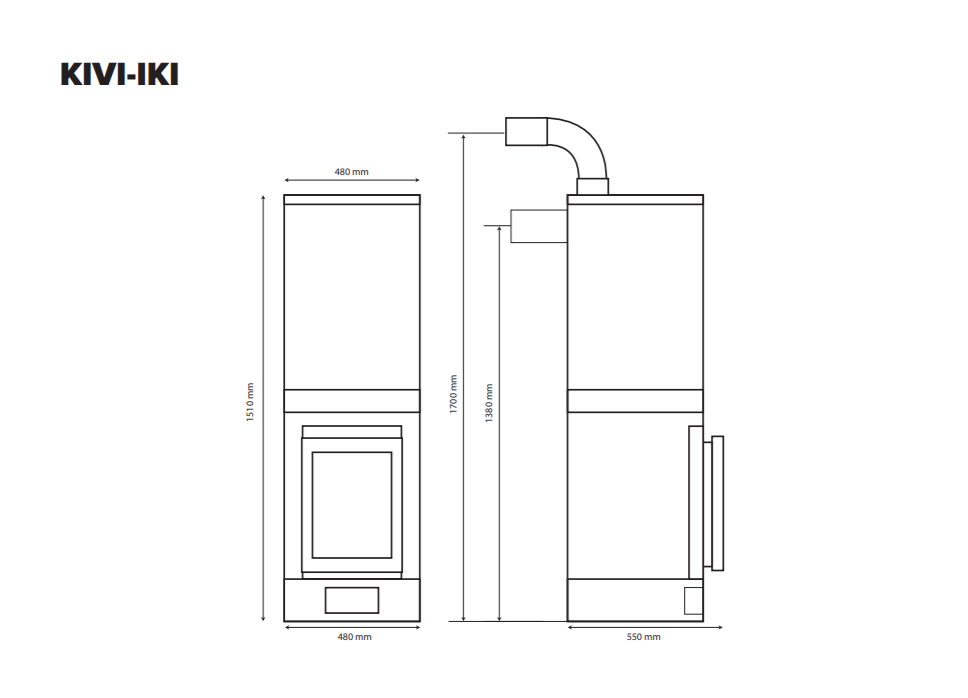 Печь для сауны дровяная с большой стеклянной дверцей IKI KIVI 142
